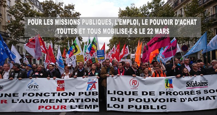 Jeudi 22 mars - Grève Fonction Publique pour un printemps des fonctionnaires (…)